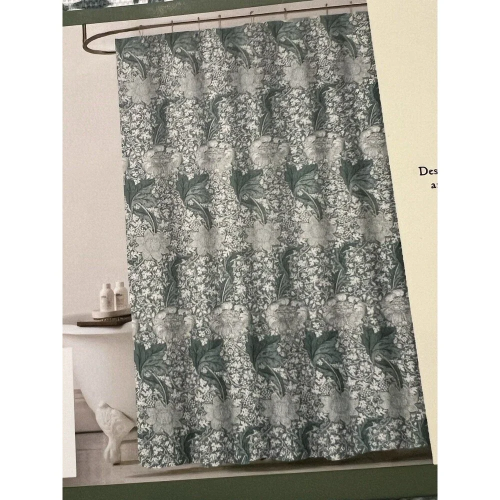Morris & Co. KENNET Shower Curtain Floral Garden Cotton Blend Fabric 72x72” New